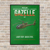 Thumbnail for Westland Gazelle AH1 vertical canvas print - framed - green background