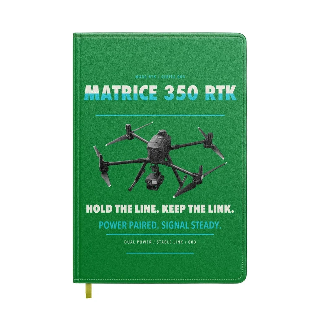 DJI Matrice 350 RTK design on green notebook