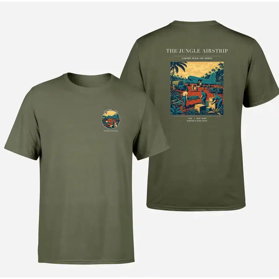VINTAGE G4524 - The Jungle Airstrip - Double-Side T-Shirt design on greenarmy double side t shirt