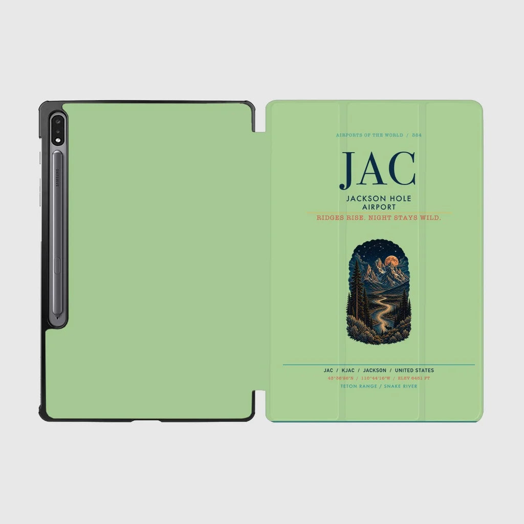 Jackson Hole Airport (JAC) design on light green samsung tablet tablet case