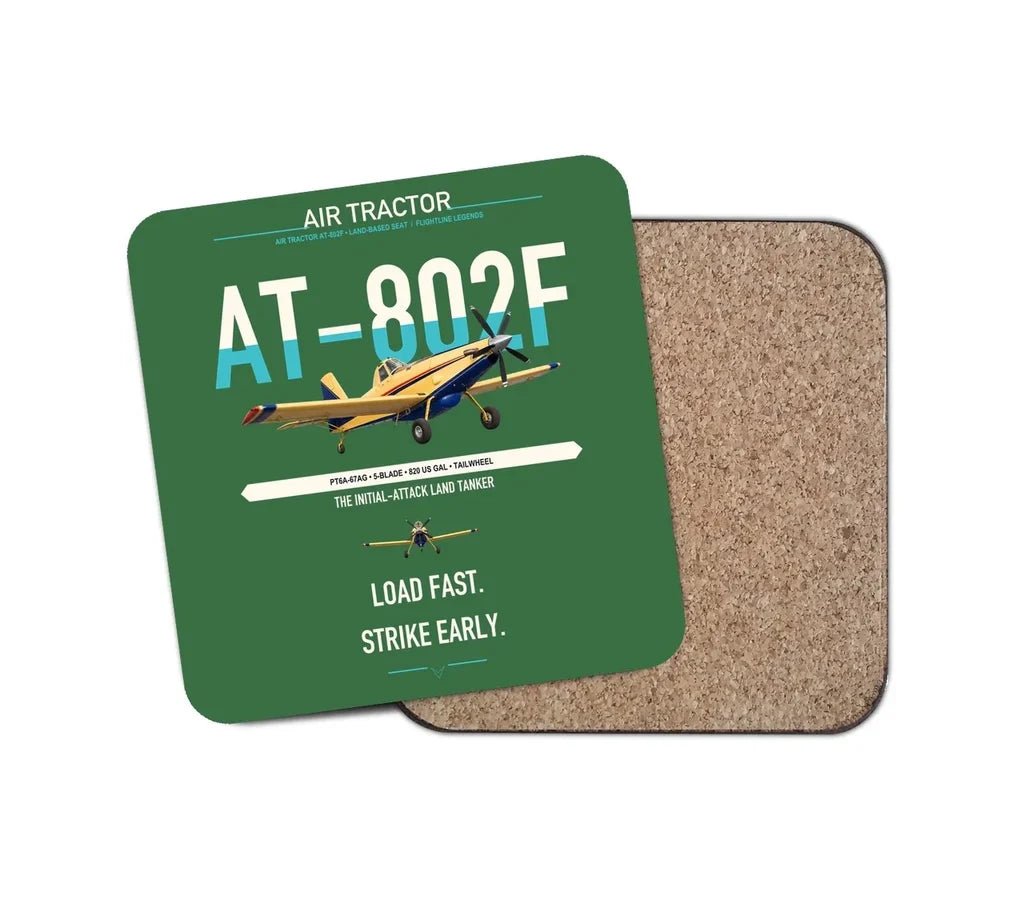 Air Tractor AT-802F design on green 1 piece coaster