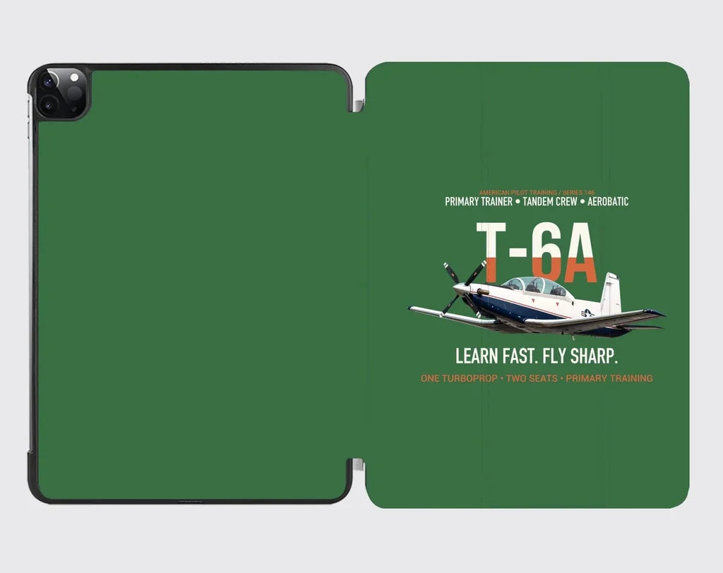 T-6A Texan II Train The Next Generation design on green ipad tablet case