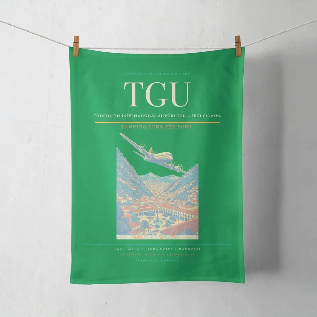 Toncontín International Airport (TGU) design on green towel
