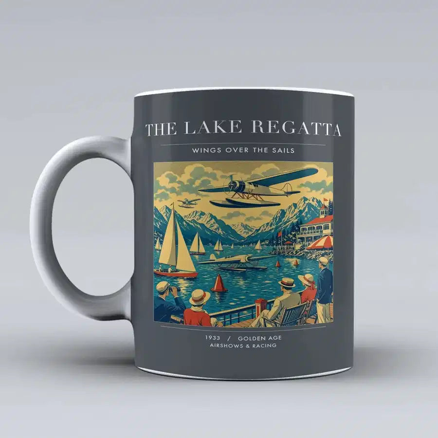 VINTAGE G4039 - The Lake Regatta - Ceramic Mug design on gray
