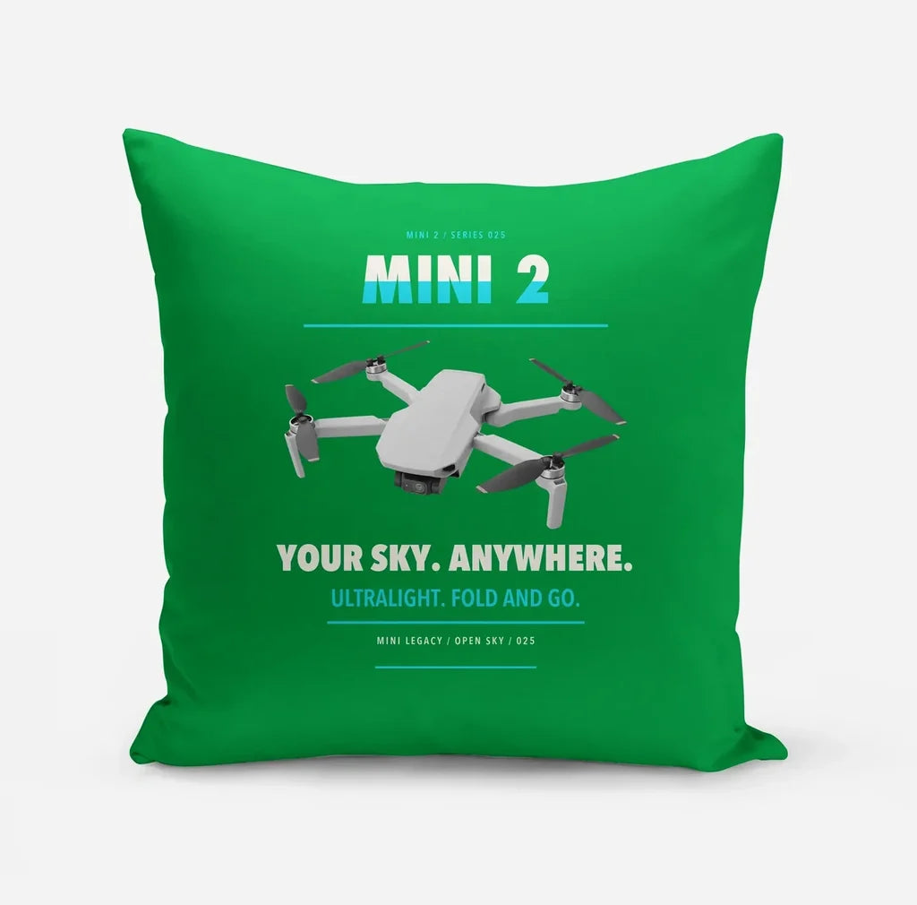 DJI Mini 2 design on green pillow