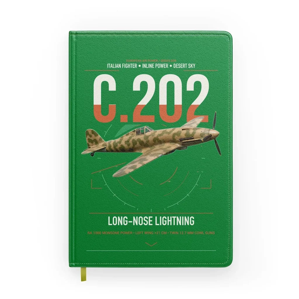 Macchi C.202 Folgore design on green notebook