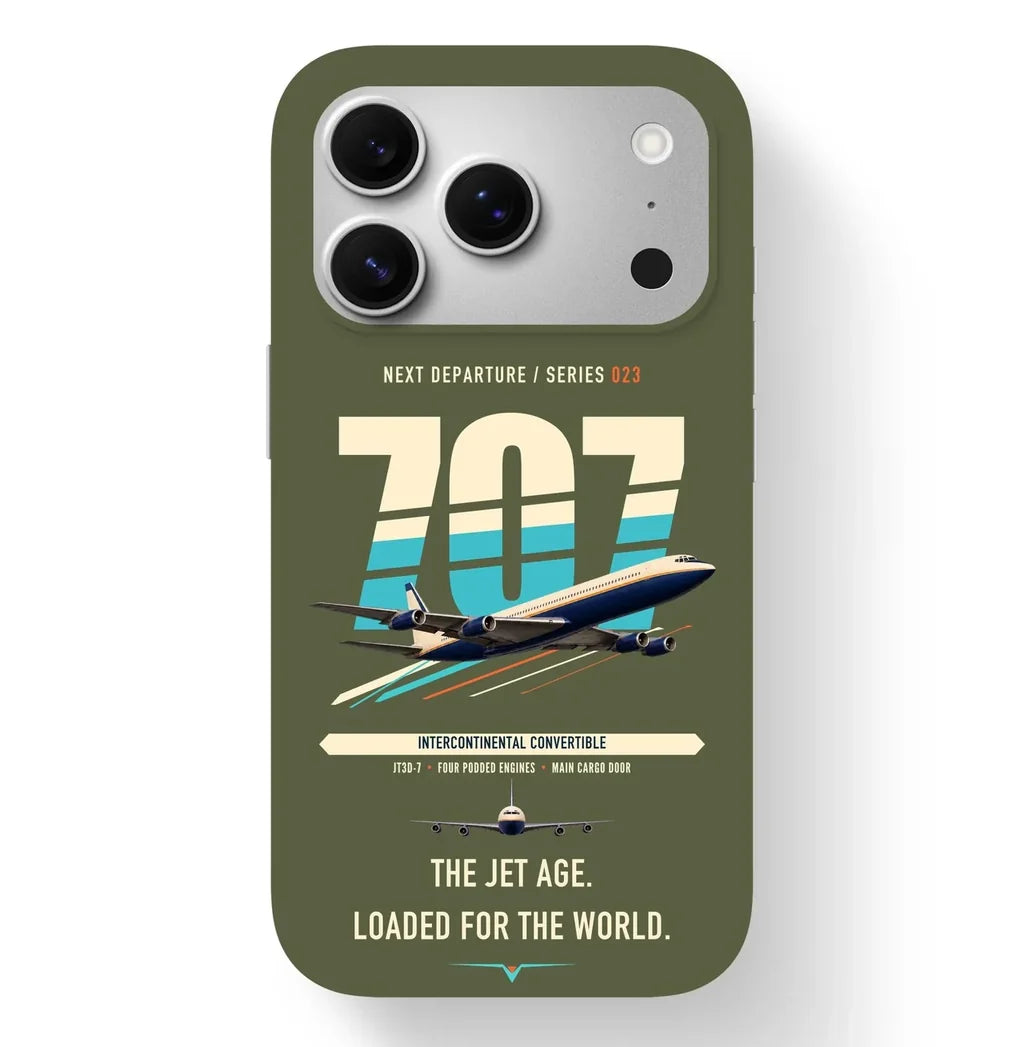 Boeing 707-320C design on green army magsafe iphone case