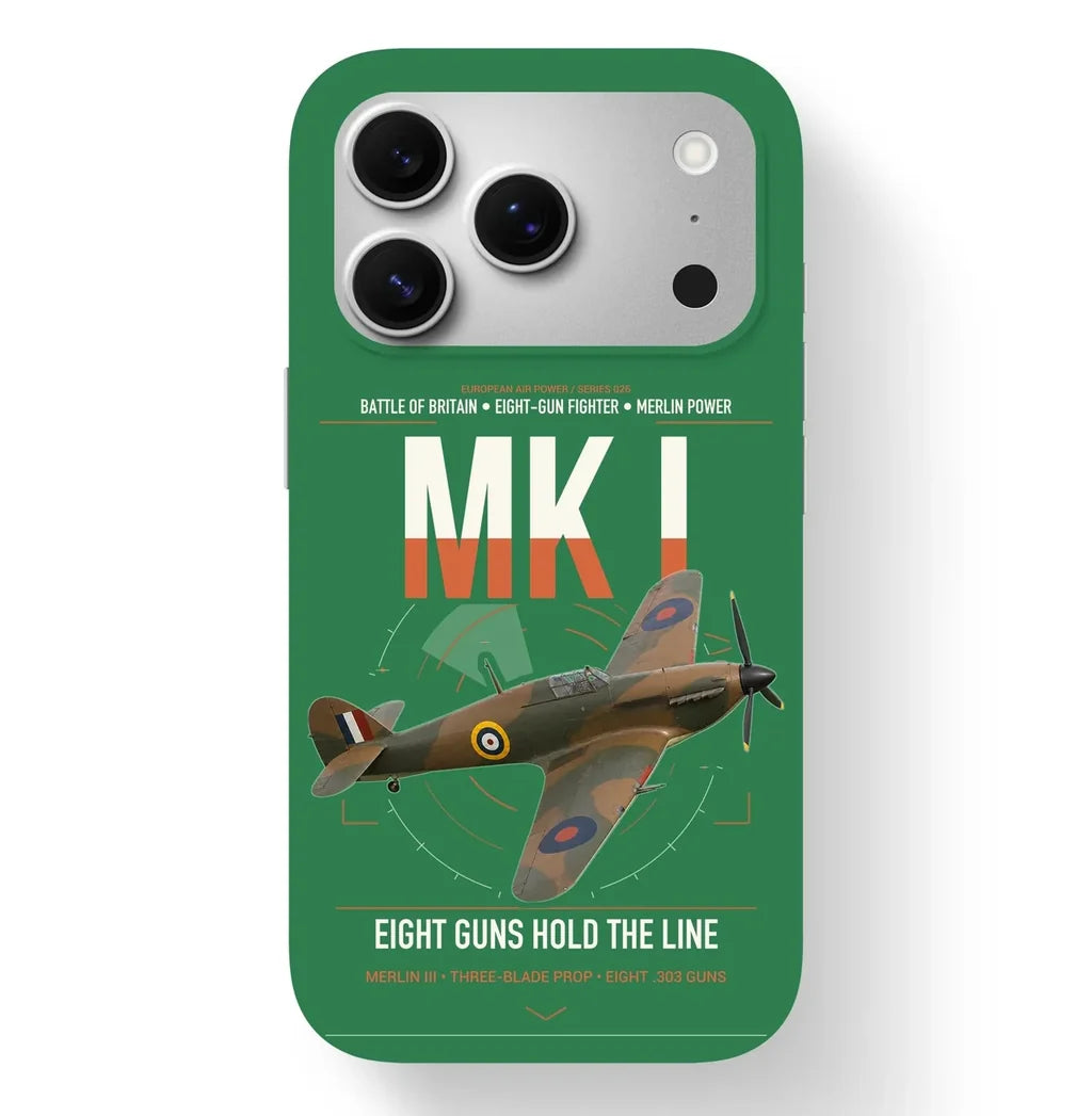 Hawker Hurricane Mk I design on green magsafe iphone case, for iPhone 17 Pro