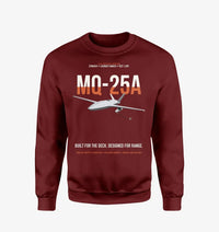Thumbnail for MQ-25A STINGRAY design on wine red sweatshirt