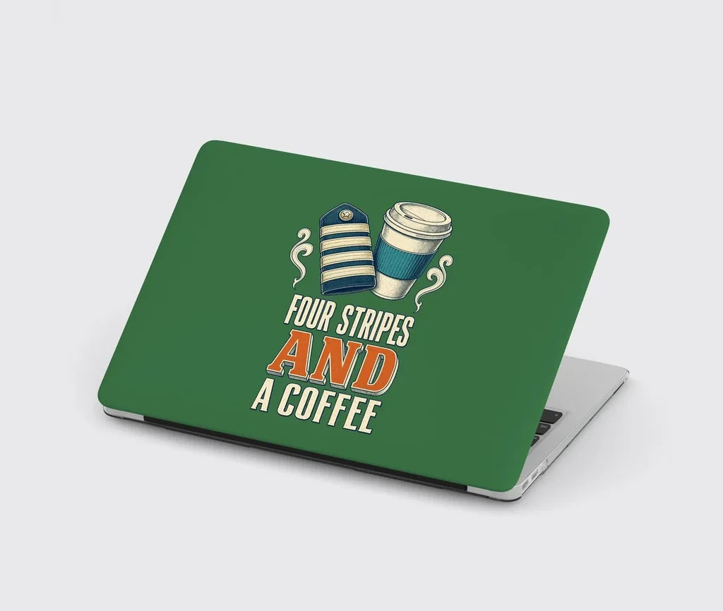 Four Stripes And A Coffee design on green MacBook case