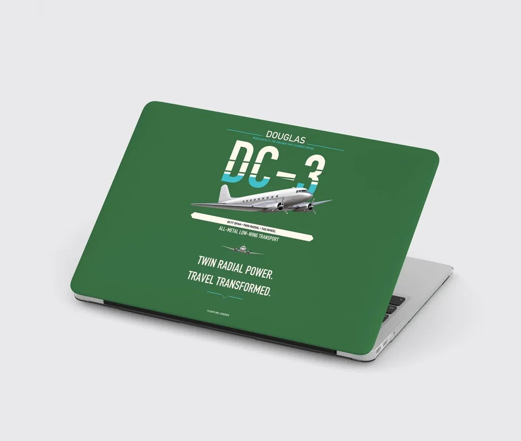 Douglas DC-3 design on green MacBook case