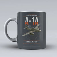 Thumbnail for Messerschmitt Me 262A-1a design on gray ceramic mug, double-side print