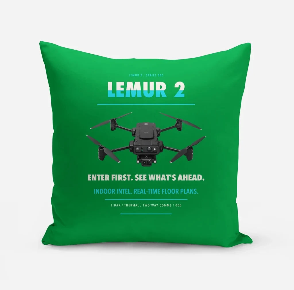 BRINC LEMUR 2 design on green pillow