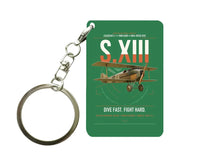 Thumbnail for SPAD S.XIII C.1 design on green designed key chain, double-side print