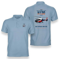 Thumbnail for Airbus H130 design on light blue double-side polo t-shirt, double-side print