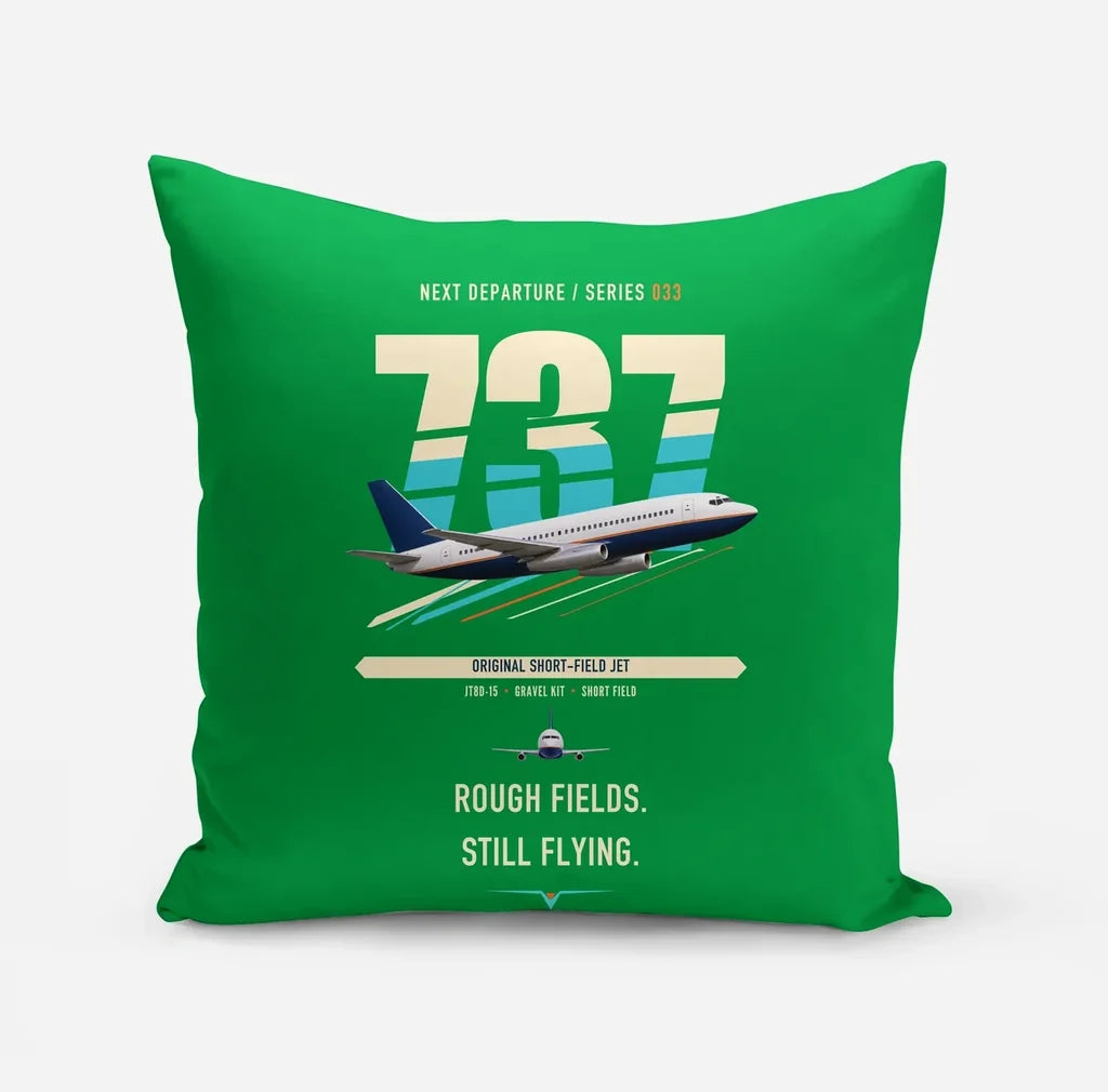 Boeing 737-200 design on green pillow