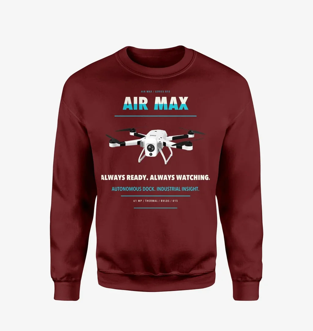 Percepto Air Max design on wine red sweatshirt