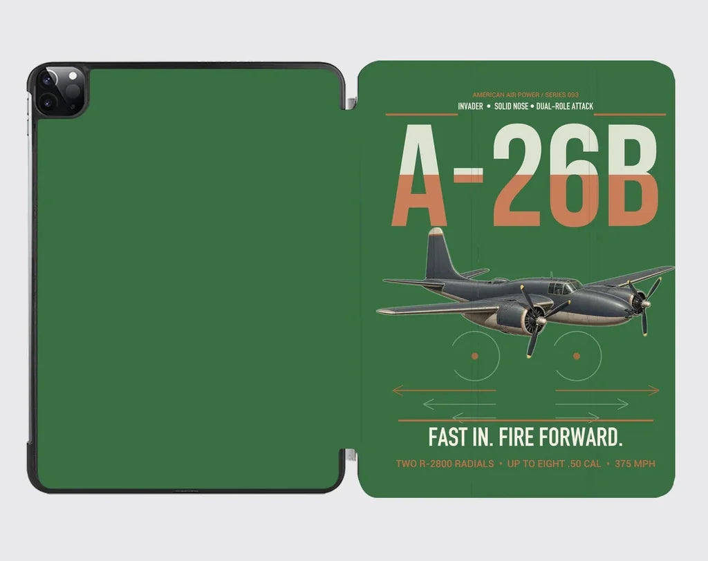 A-26B Invader design on green ipad tablet case