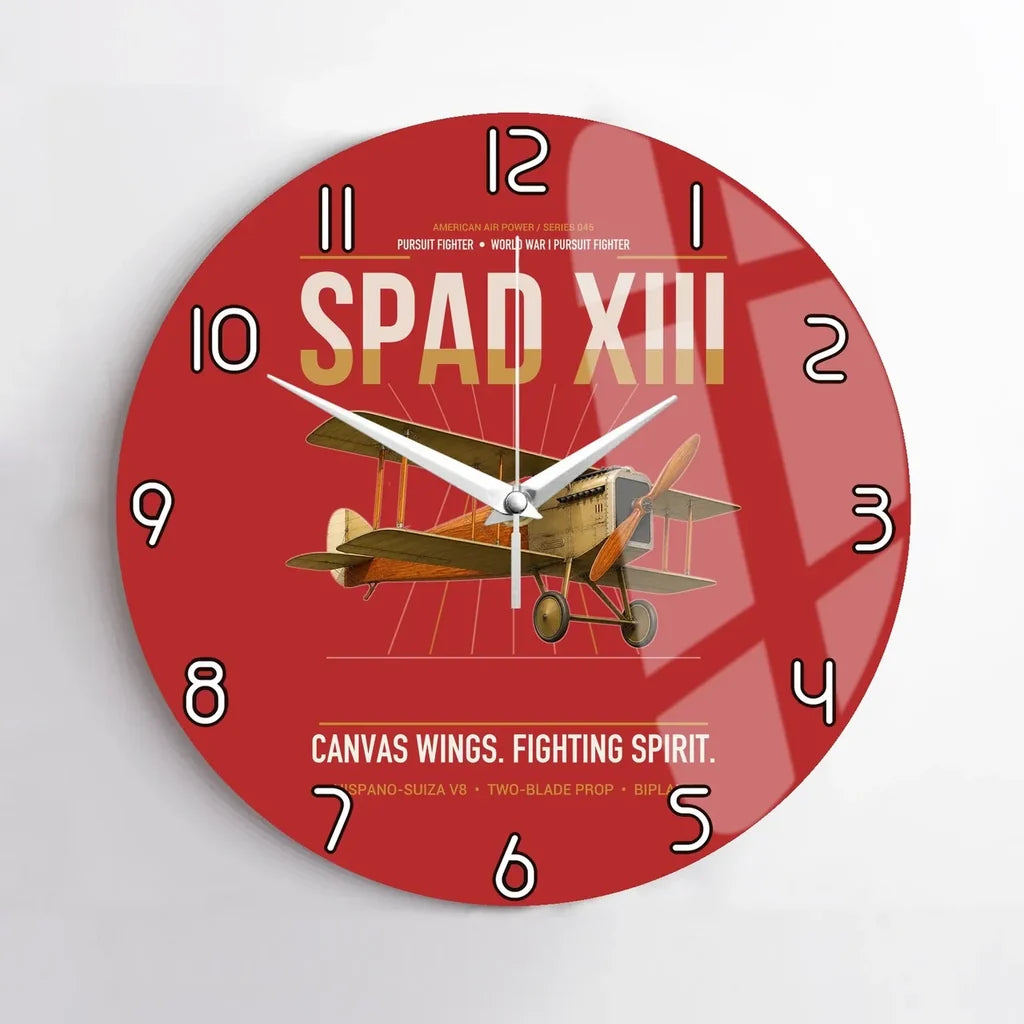 SPAD XIII design on red no frame wall clock