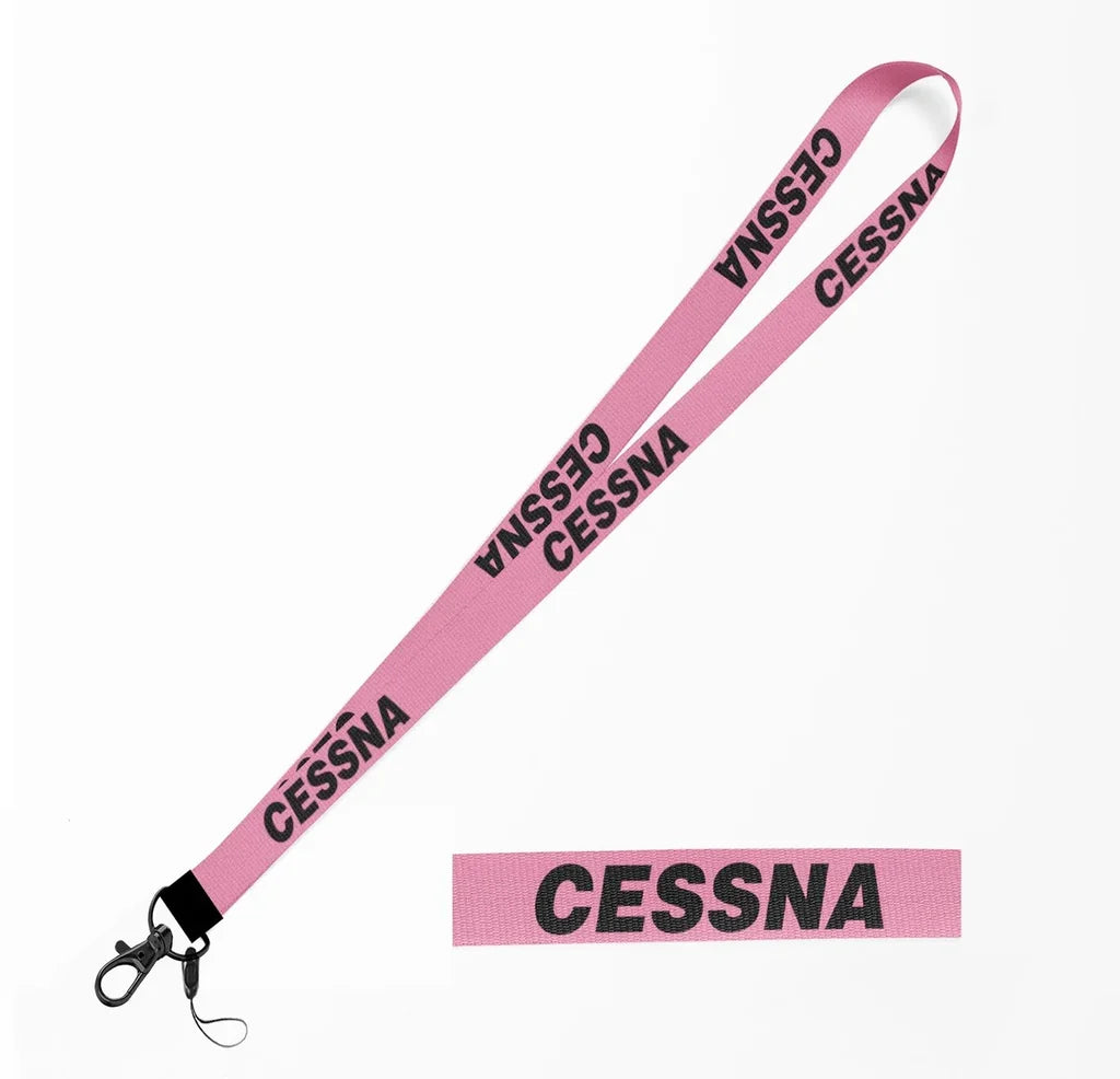 Cessna & Text lanyard and ID holder in pink