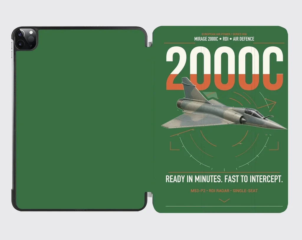 Dassault Mirage 2000C RDI design on green ipad tablet case
