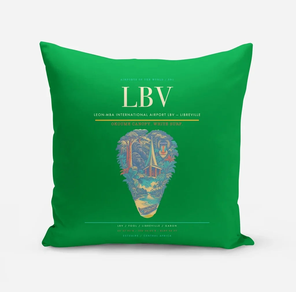 Leon-Mba International Airport (LBV) design on green pillow