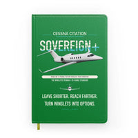Thumbnail for Cessna Citation Sovereign+ design on green notebook