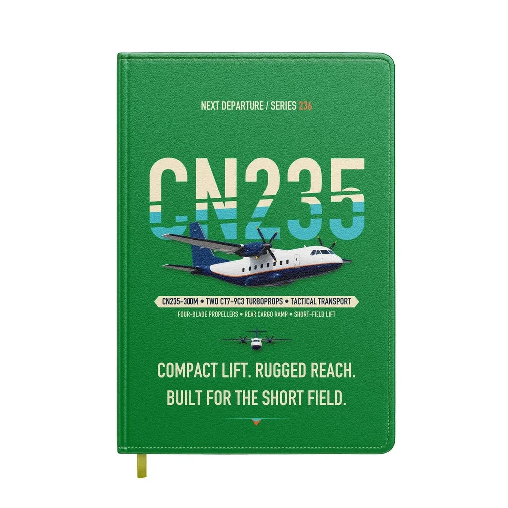 Airbus CN235-300M design on green notebook