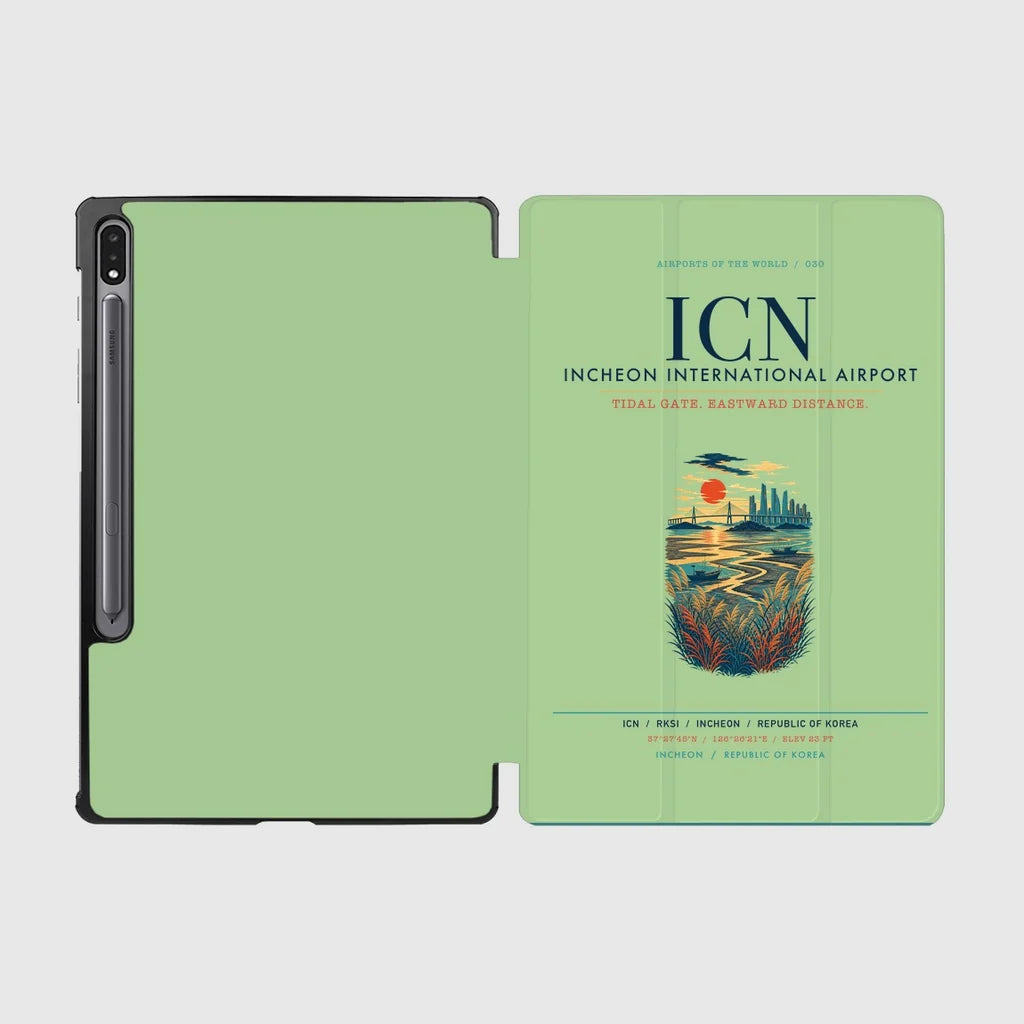 Incheon International Airport (ICN) design on light green samsung tablet tablet case