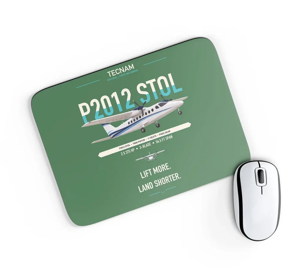 Tecnam P2012 STOL design on green rectangle mouse pad
