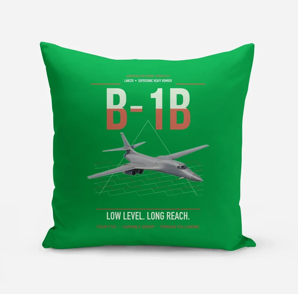 B-1B Lancer design on green pillow