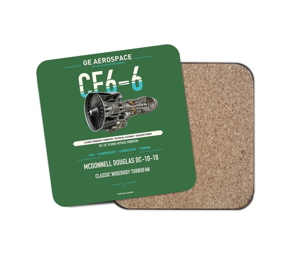 CF6-6 design on green 1 piece coaster