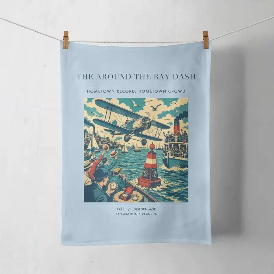 VINTAGE G4299 - The Around The Bay Dash - Designed Towels design on lightblue