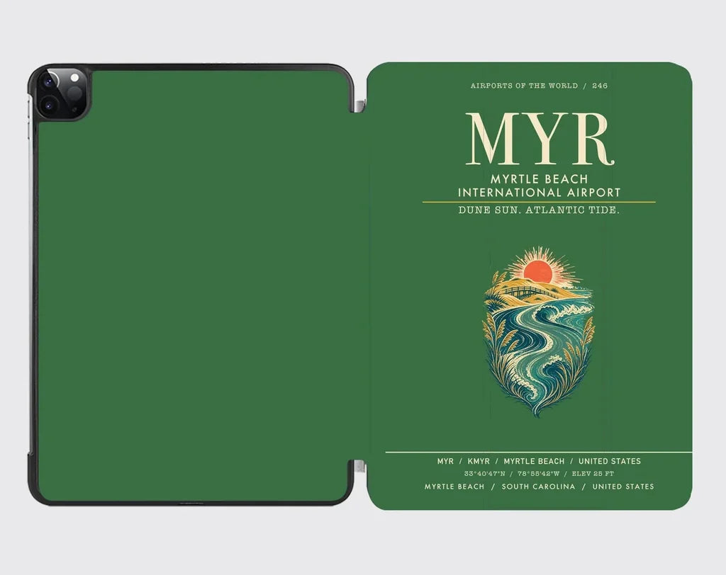 Myrtle Beach International Airport (MYR) design on green ipad tablet case