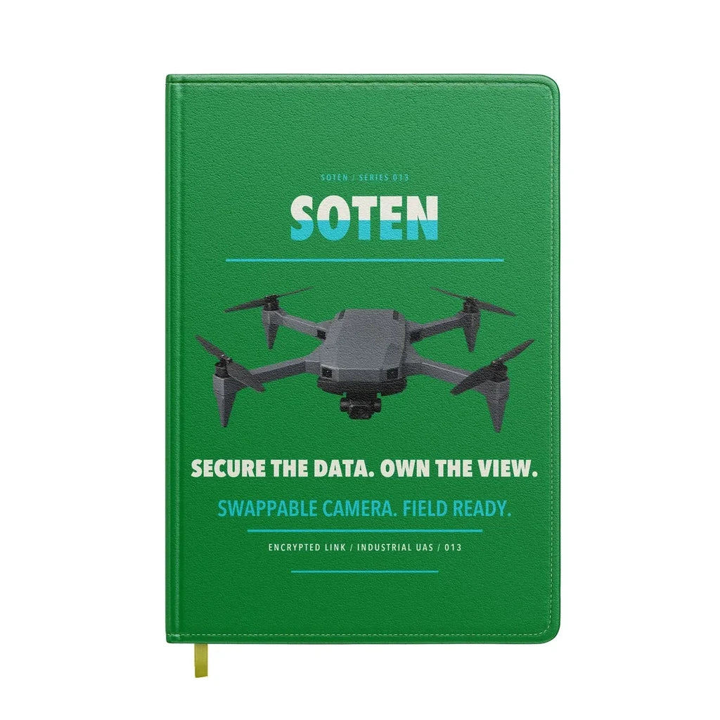 ACSL SOTEN design on green notebook