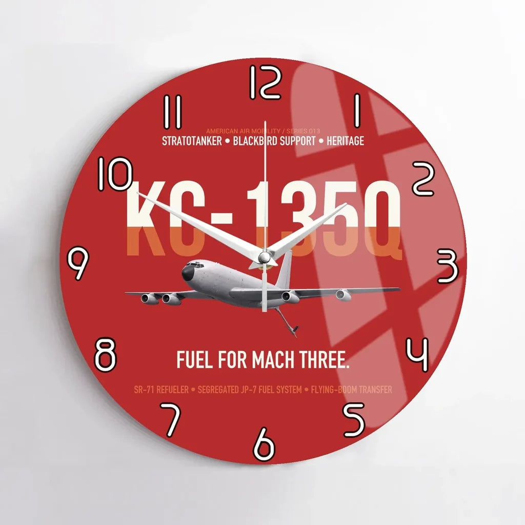 KC-135Q Blackbird Tanker design on red no frame wall clock