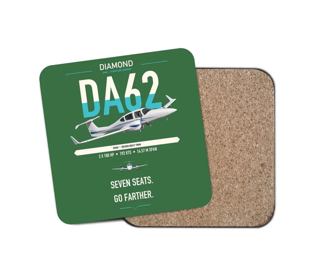 Diamond DA62 design on green 1 piece coaster
