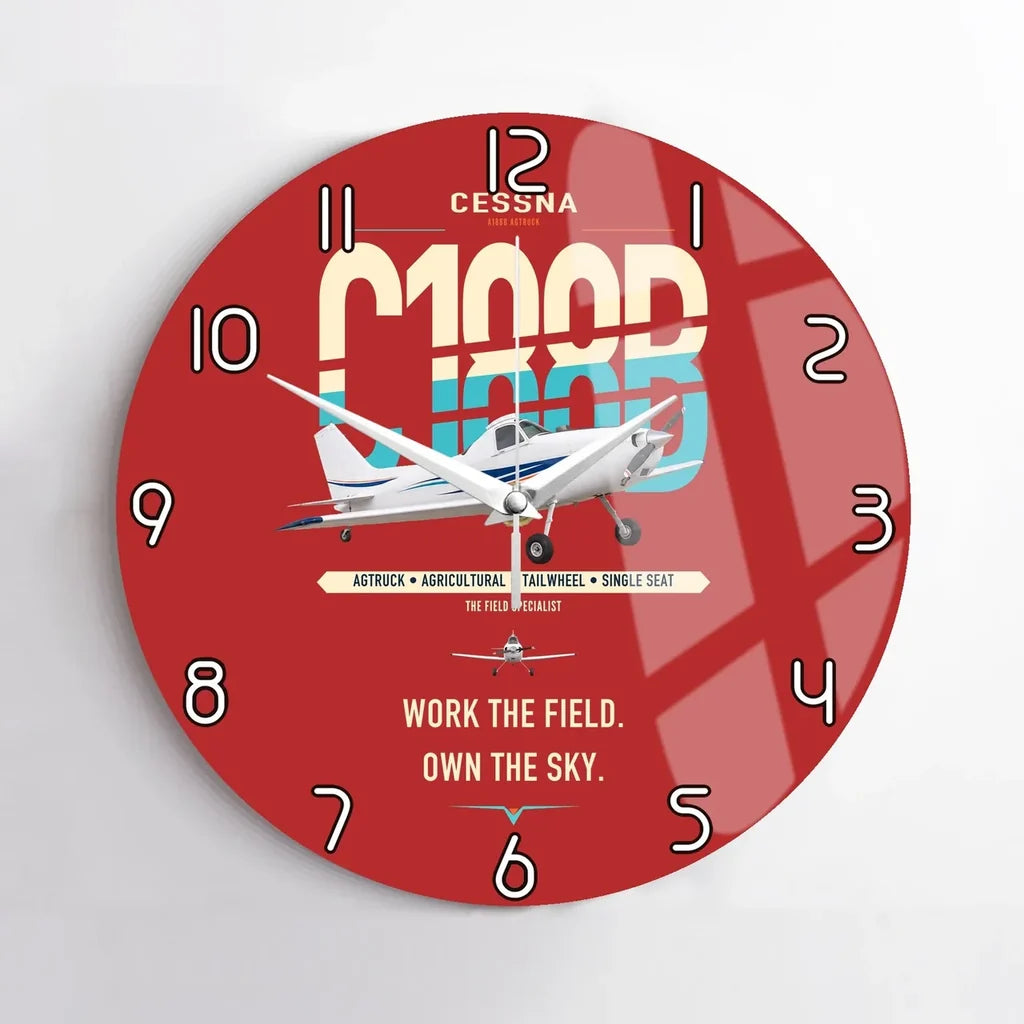 Cessna A188B AgTruck design on red no frame wall clock