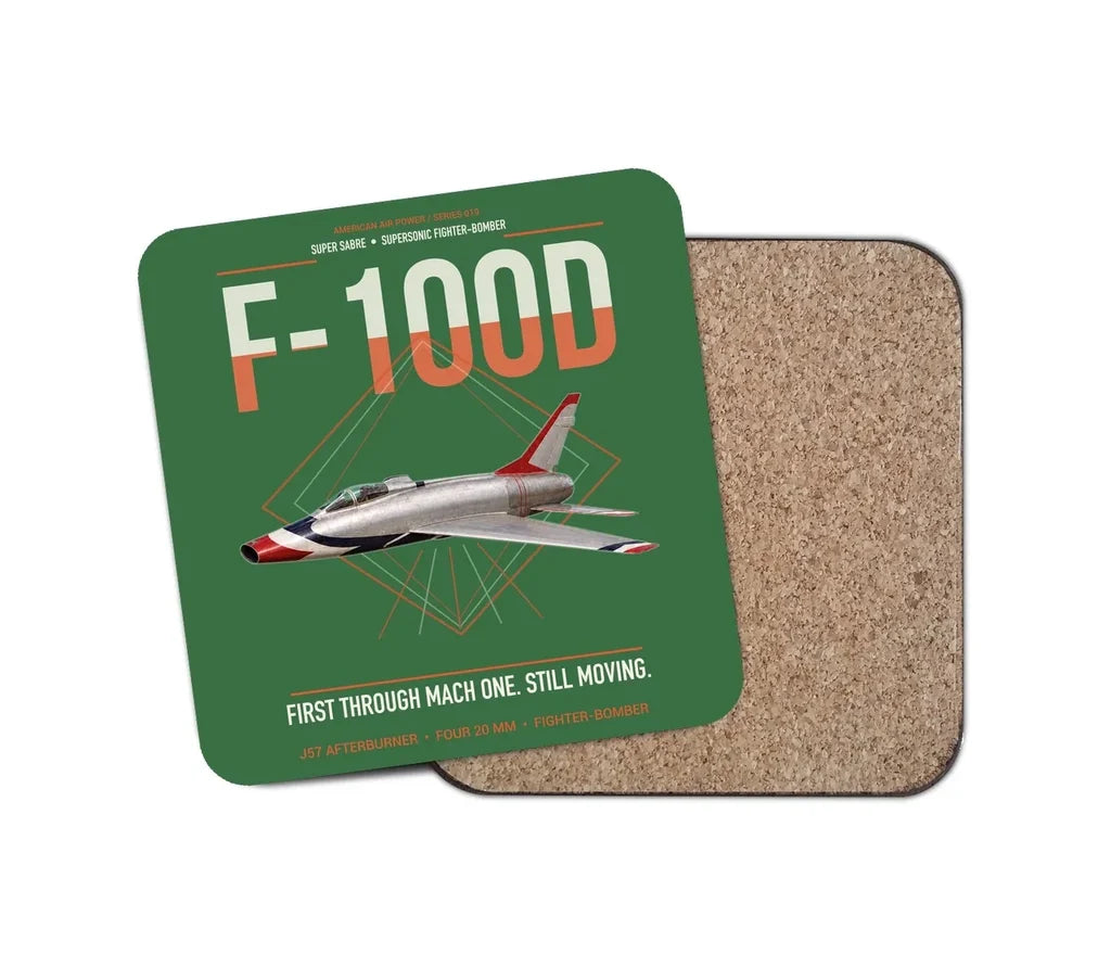 F-100D Super Sabre design on green 1 piece coaster