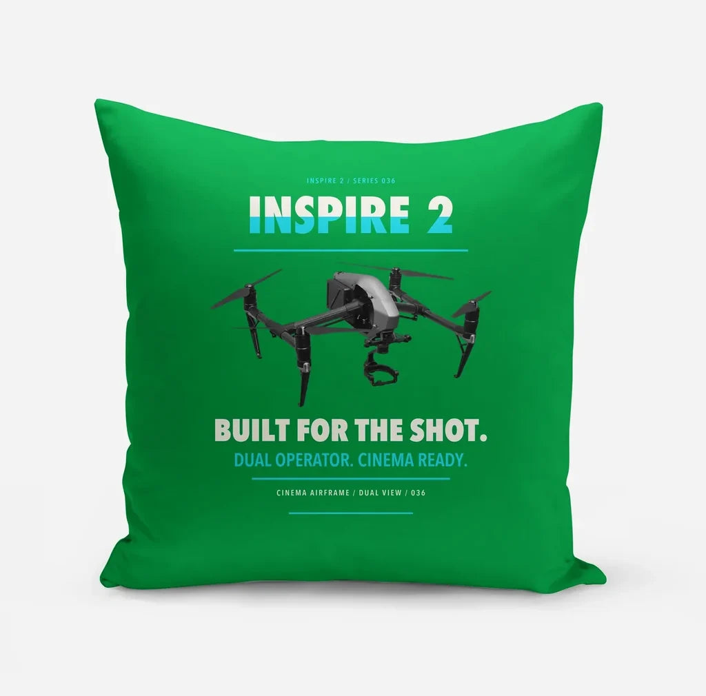 DJI Inspire 2 design on green pillow