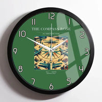 Thumbnail for VINTAGE G4139 - The Compass Rose - Designed Wall Clocks design on green framed