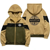 Thumbnail for %100 Original Aviator Zipped Hoodie - Colourful - Green / Khaki