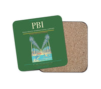 Thumbnail for Palm Beach International Airport (PBI) design on green 1 piece coaster