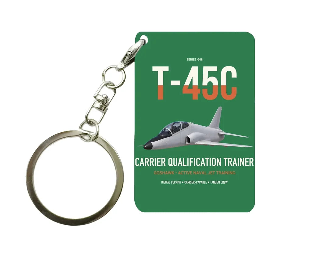 T-45C Goshawk design on green designed key chain, double-side print
