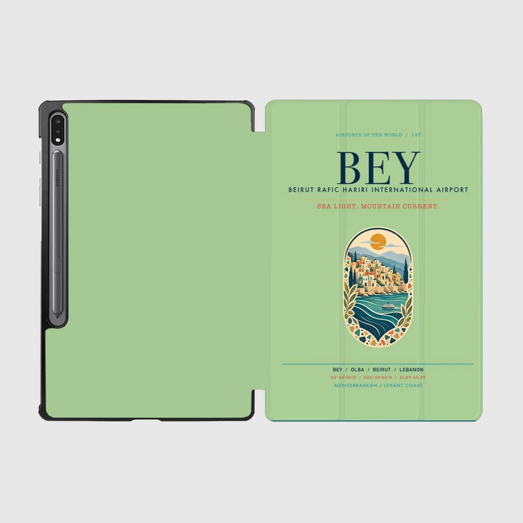 Beirut Rafic Hariri International Airport (BEY) design on light green samsung tablet tablet case