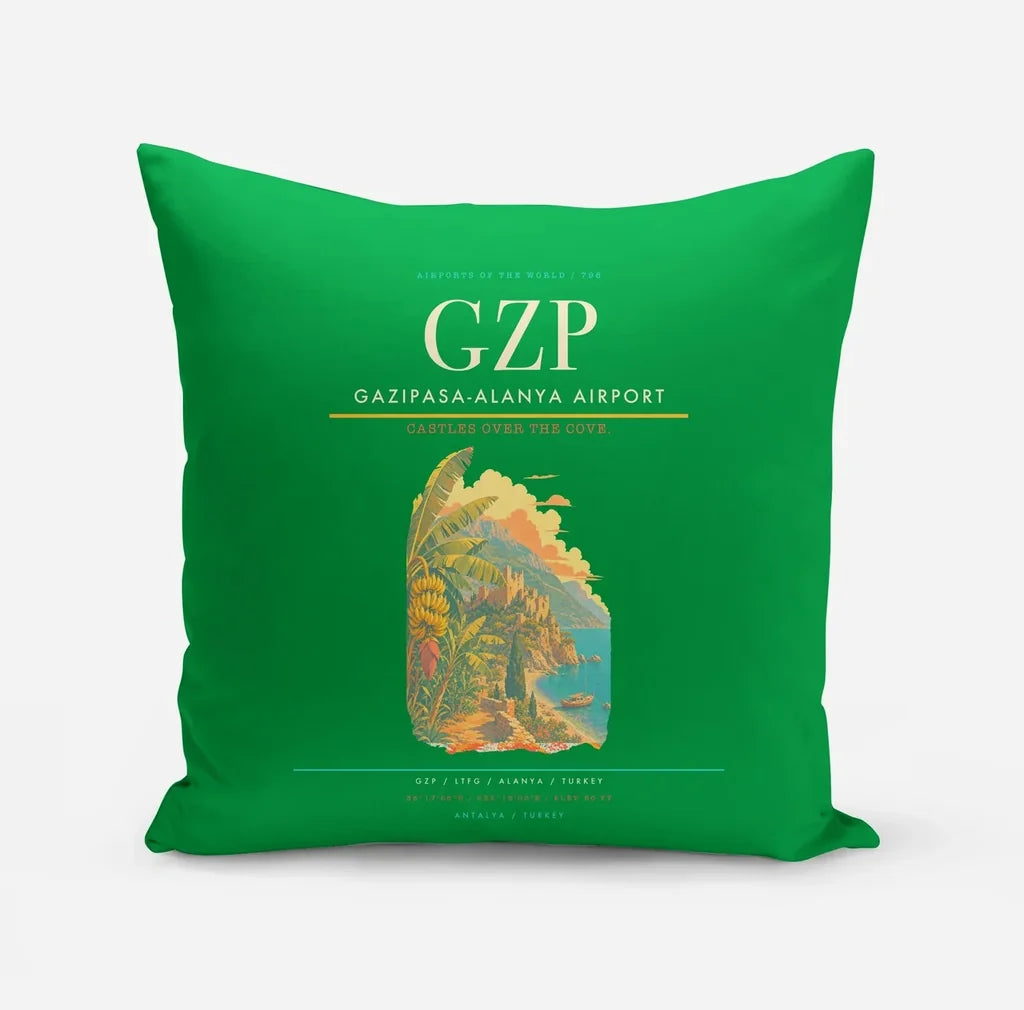 Gazipasa-Alanya Airport (GZP) design on green pillow