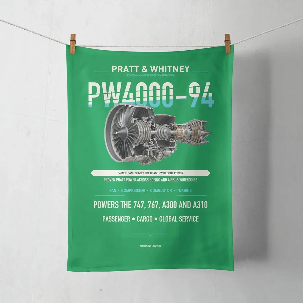 PW4000-94 design on green towel