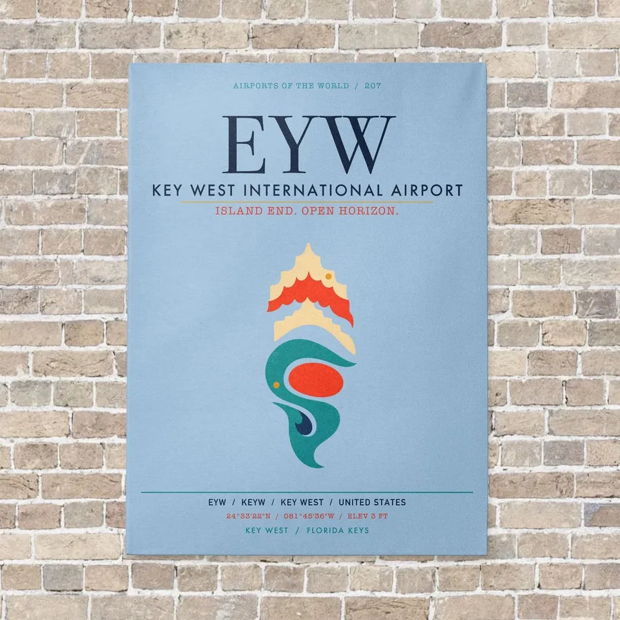 Key West International Airport EYW vertical canvas print - no frame - light blue background