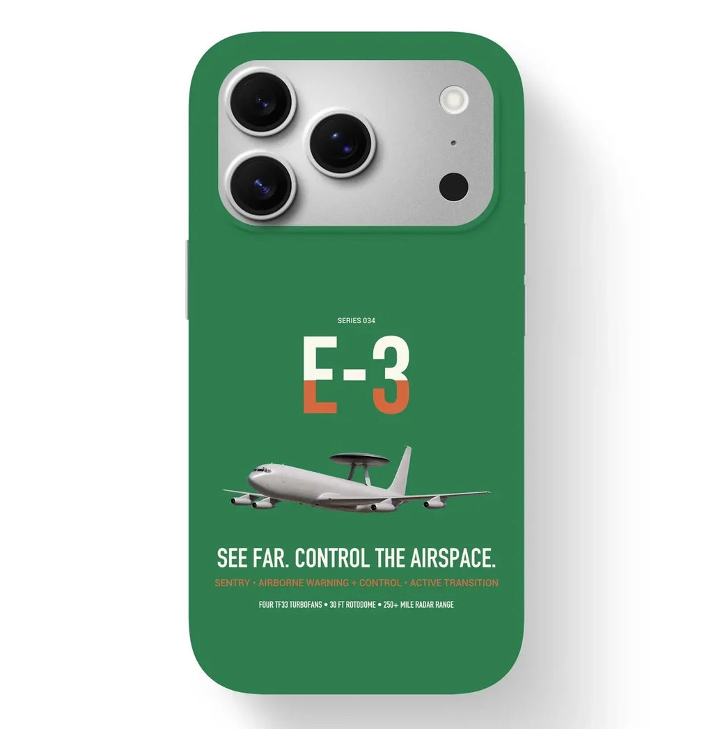 E-3 Sentry AWACS design on green magsafe iphone case, for iPhone 17 Pro