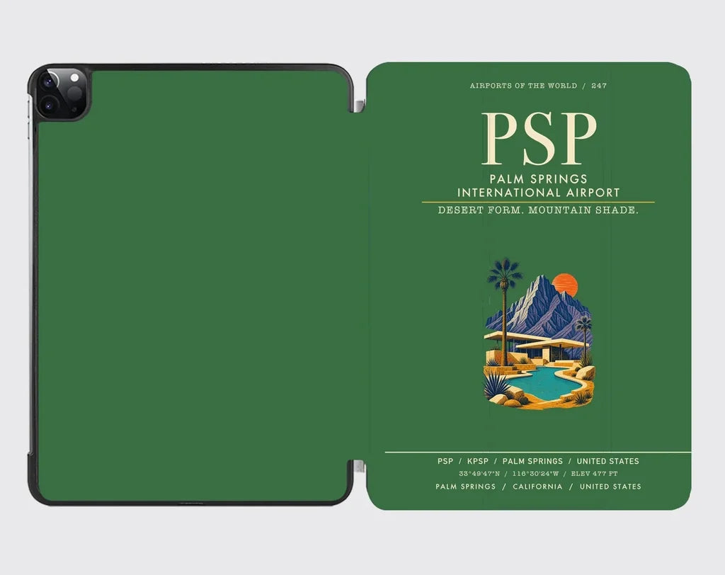 Palm Springs International Airport (PSP) design on green ipad tablet case